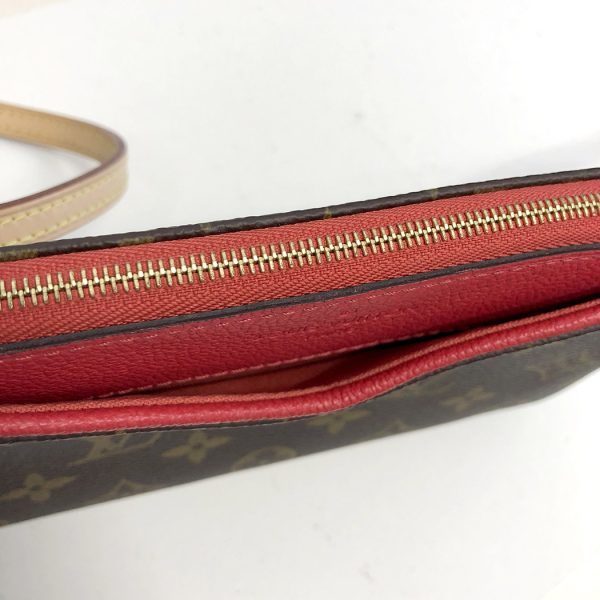 tnk 17832 9 Louis Vuitton Monogram 2way Chain Pochette Brown Cerise Red Shoulder Bag