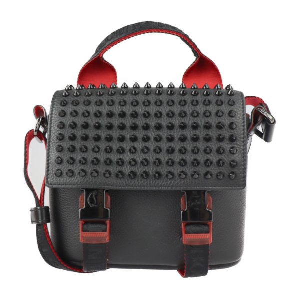 1 Christian Louboutin Messenger Shoulder Bag Black Red