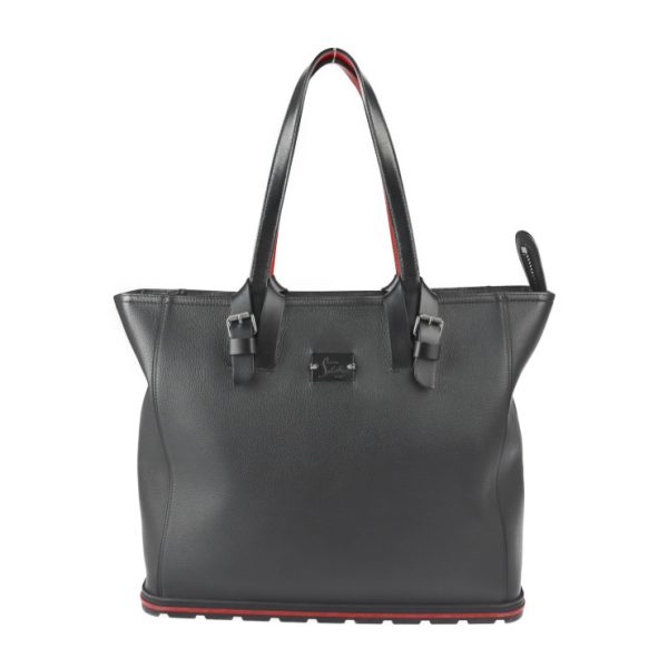 1 Christian Louboutin Kabiker Tote Bag Calf Leather Black Red Shoulder Bag