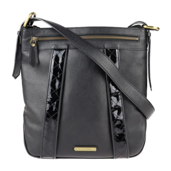 1 Burberry Shoulder Bag Leather Enamel Black