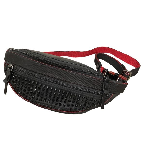 1 Christian Louboutin Spike Studded Waist Bag Black Red