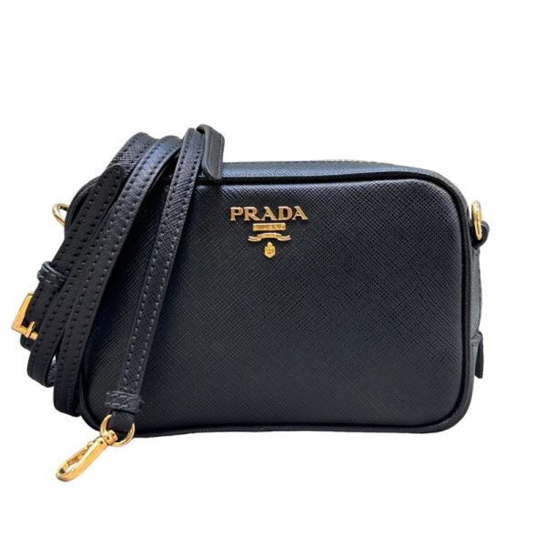 1 Prada Saffiano Shoulder Bag Leather Black