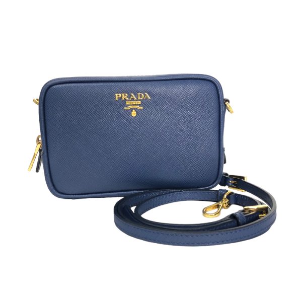 1 Prada Saffiano Shoulder Bag Leather Blue