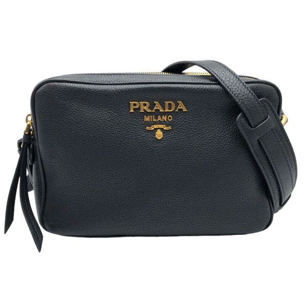 1 Prada Vitello Dino Shoulder Bag Black