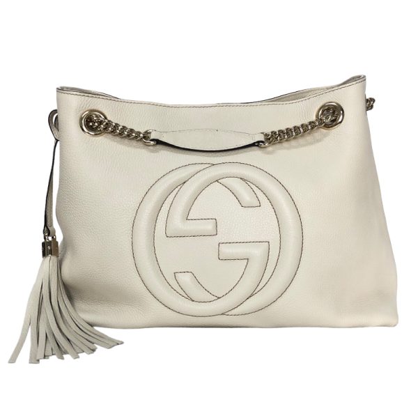 1 Gucci GG Soho Leather Chain Shoulder Bag White