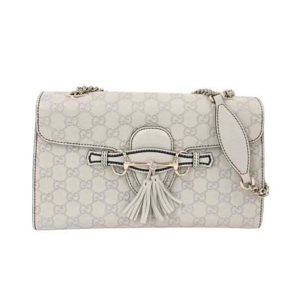 1 Gucci Emily Guccisima Leather Shoulder Bag Ivory