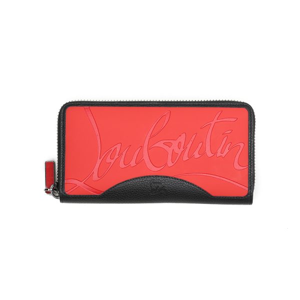 1 Christian Louboutin Panettone Round Zipper Long Wallet Black Red