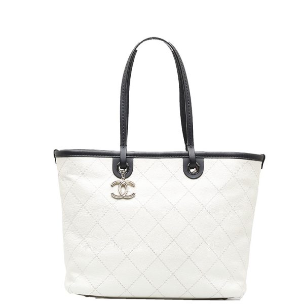 1 Chanel Coco Mark Tote Bag Shoulder Bag White