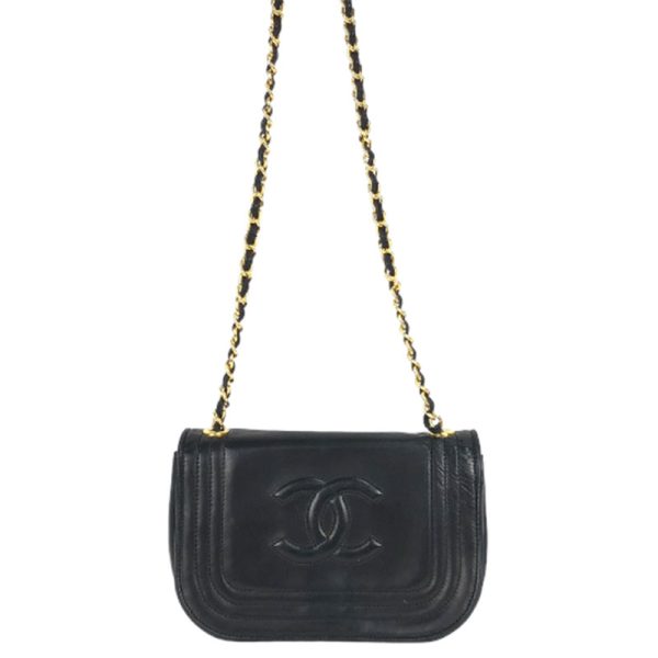 1 Chanel Coco Mark Chain Hardware Shoulder Bag Black Gold