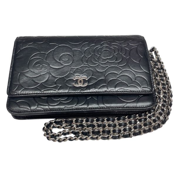 1 Chanel Camellia Chain Wallet Shoulder Bag Black