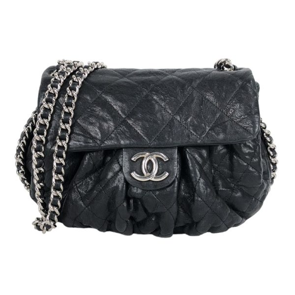 1 Chanel Chain Shoulder Bag Silver Hardware Black