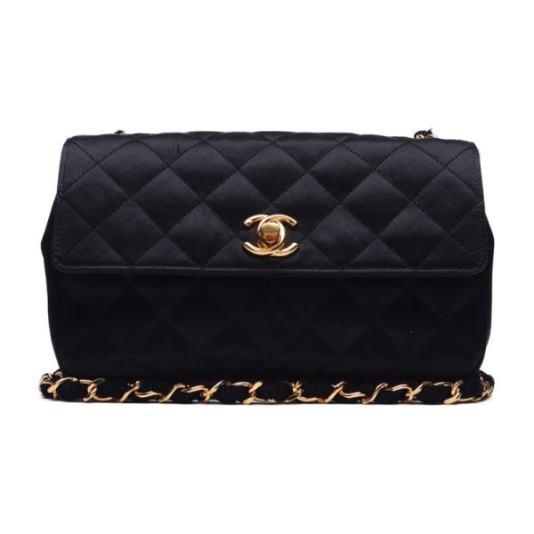 1 Chanel Mini Matelasse Single Flap Chain Satin Black