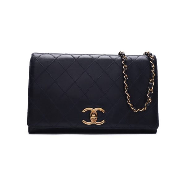 1 Chanel Matelasse Full Flap Chain Lambskin Dark Navy