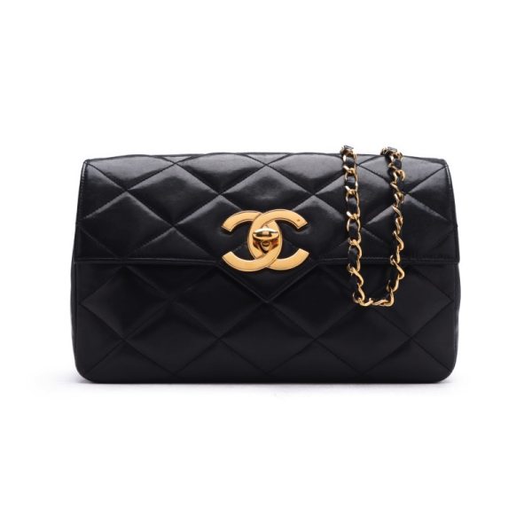 1 Chanel Matelasse Decacoco Turnlock V Flap Chain Lambskin Black