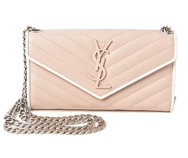 1 Saint Laurent Chain Wallet Long Wallet Evening Bag Leather Rose