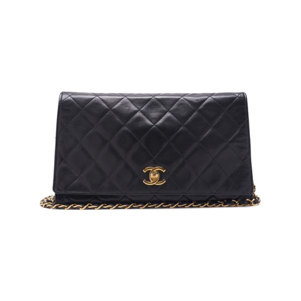 1 Chanel Matelasse Chain Shoulder Bag Lambskin Black