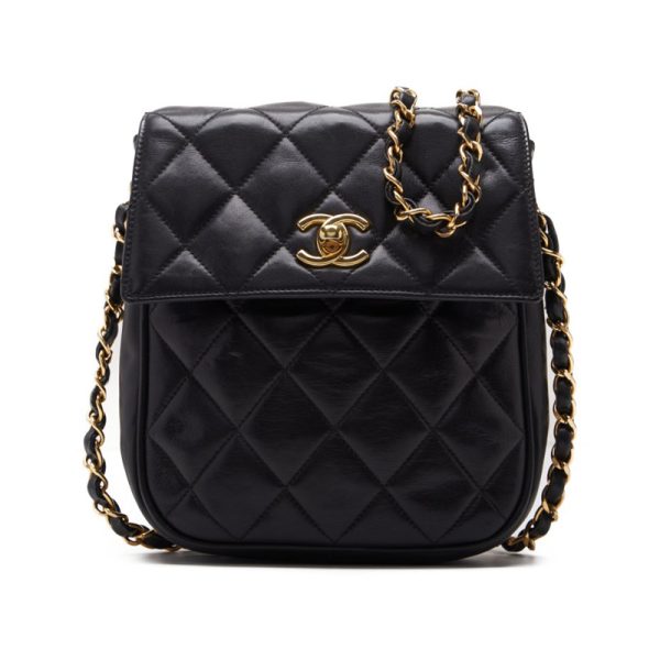 1 Chanel Mini Matelasse Chain Shoulder Bag Lambskin Black