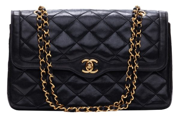 1 Chanel Matelasse Double Flap Chain Lambskin Black