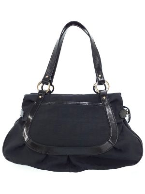 1 Fendi Zucca Pattern Shoulder Bag Handbag Black Dark Brown