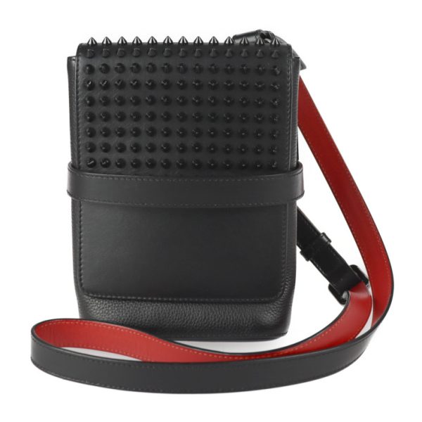 1 Christian Louboutin Shoulder Bag Leather Black Red