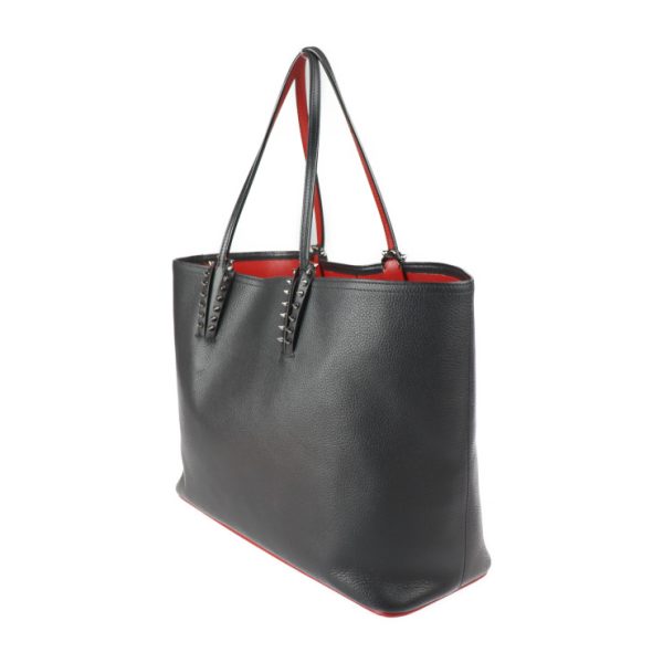 2 Christian Louboutin Cabata Tote Bag Leather Black Red Silver