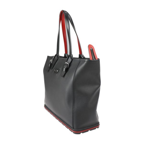 2 Christian Louboutin Kabiker Tote Bag Calf Leather Black Red Shoulder Bag