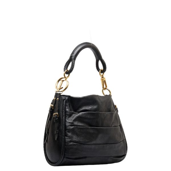 2 Dior Vintage Pleated Hobo Gold Hardware Lambskin Black