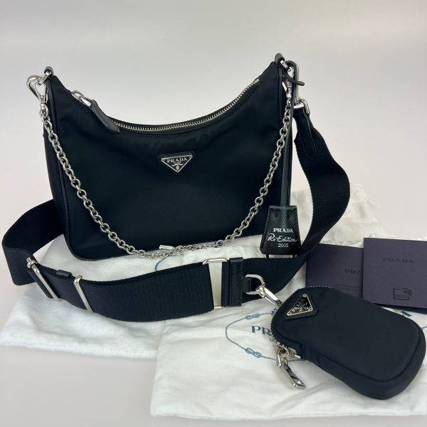 2 Prada Re nylon Shoulder Bag 2way Handbag Black