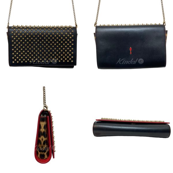 2 Christian Louboutin Studded Chain Shoulder Bag Black