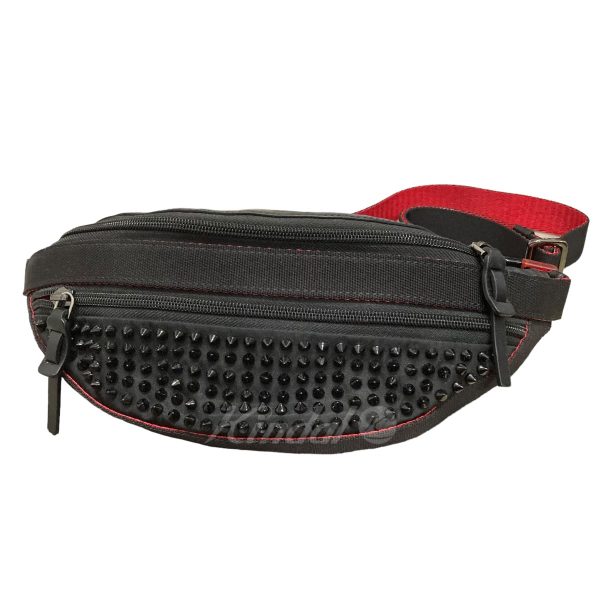 2 Christian Louboutin Spike Studded Waist Bag Black Red