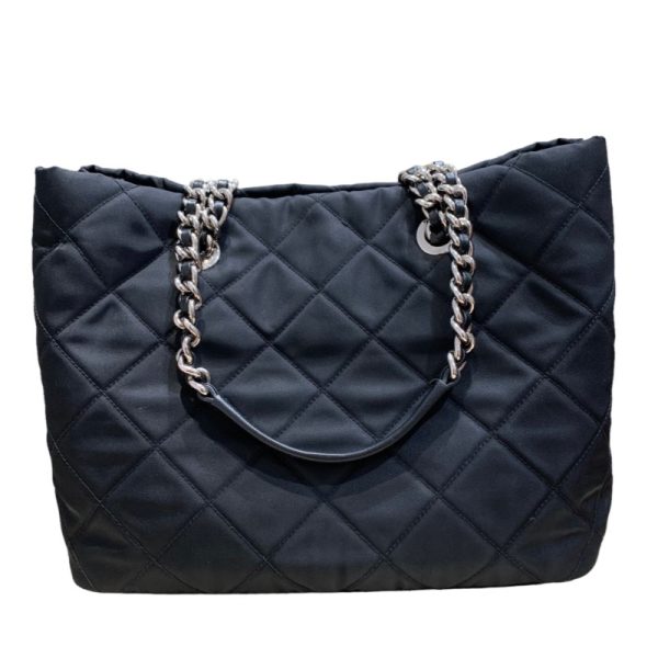 2 Prada Quilted Chain Tote Bag 2way Shoulder Bag Black