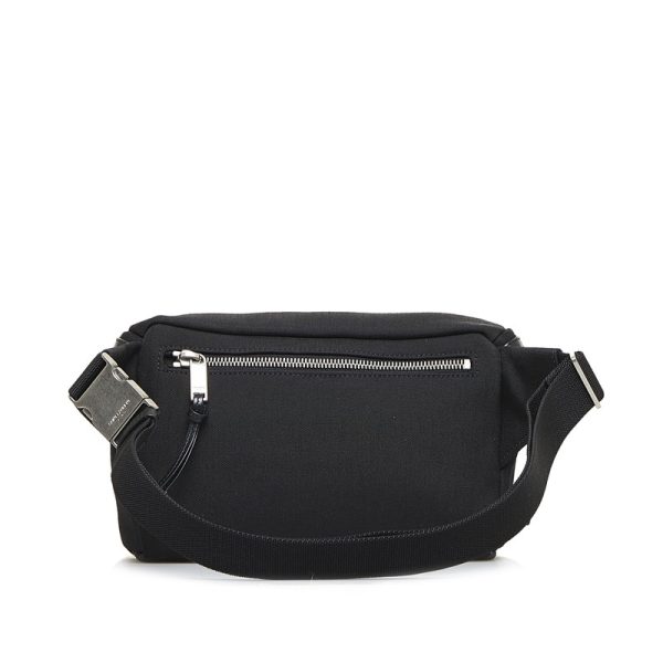 2 Saint Laurent Body Bag Waist Bag Canvas Leather Black