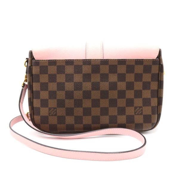 2 Louis Vuitton Clapton Shoulder Bag Magnolia Leather Damier Ebene Pink