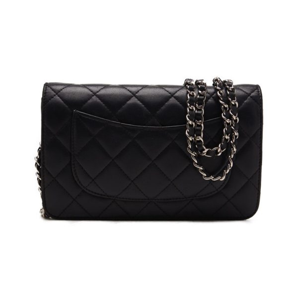 2 Chanel Mini Matelasse Chain Wallet Lambskin Black