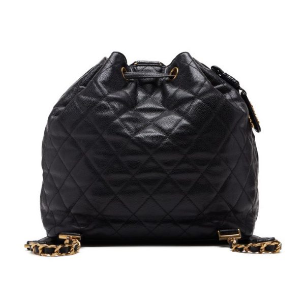 2 Chanel Matelasse Chain Backpack Caviar Skin Black