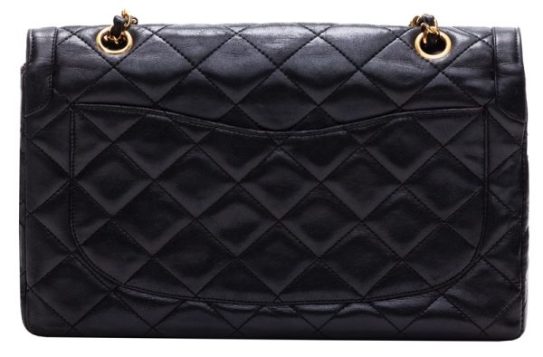 2 Chanel Matelasse Double Flap Chain Lambskin Black