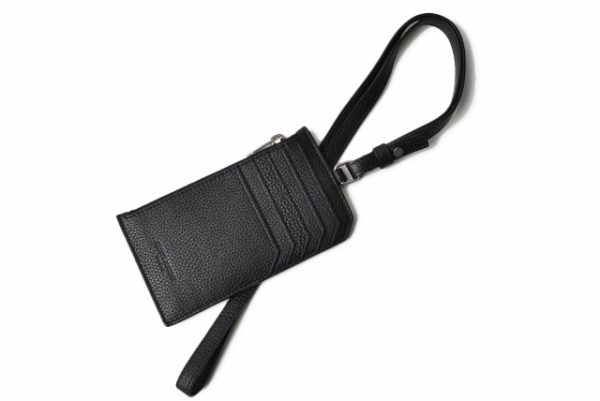 2 Saint Laurent Paris Coin Case Card Case Neck Strap Leather Black