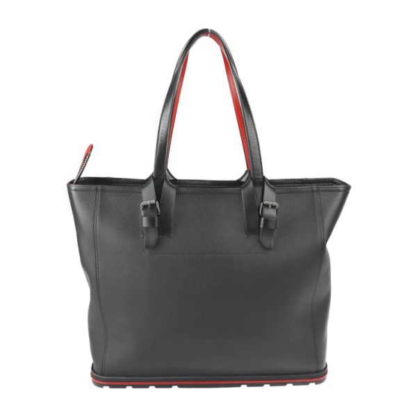 3 Christian Louboutin Kabiker Tote Bag Calf Leather Black Red Shoulder Bag