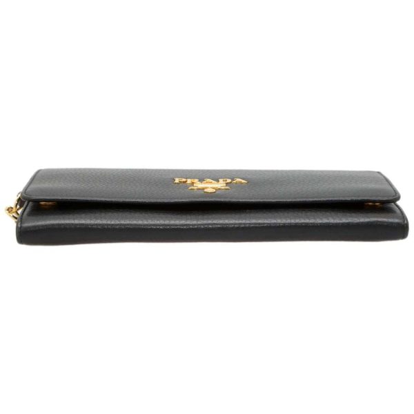 3 Prada Chain Wallet Saffiano Leather Wallet Black