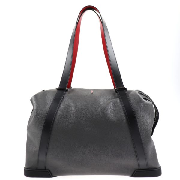 3 Christian Louboutin Studded Tote Bag Handbag Leather Navy Gray Black