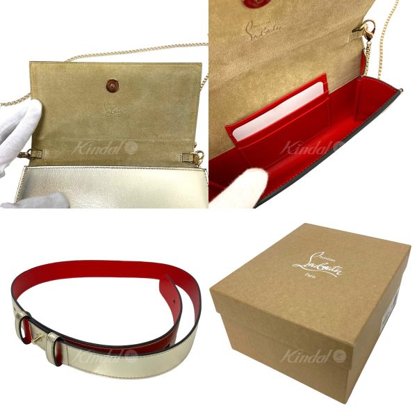 3 Christian Louboutin W Boudoir Chain ​​belt Nappa Silk Shoulder Bag Gold