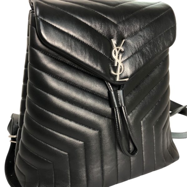 3 Saint Laurent Lulu Backpack Medium Calf Leather Rucksack Daypack Black