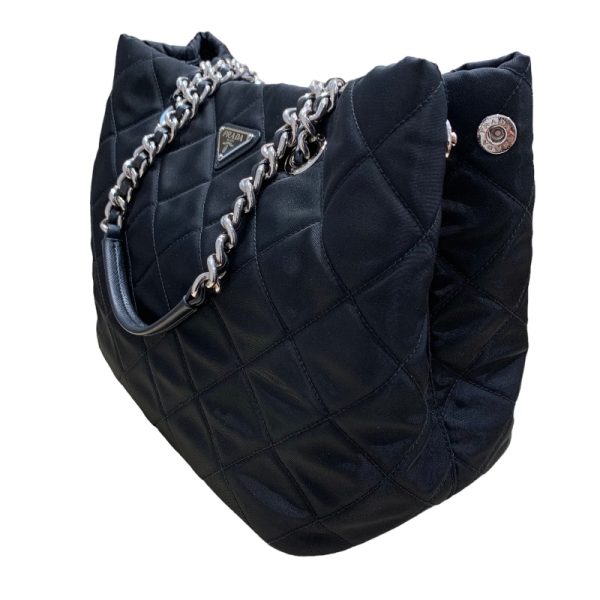 3 Prada Quilted Chain Tote Bag 2way Shoulder Bag Black