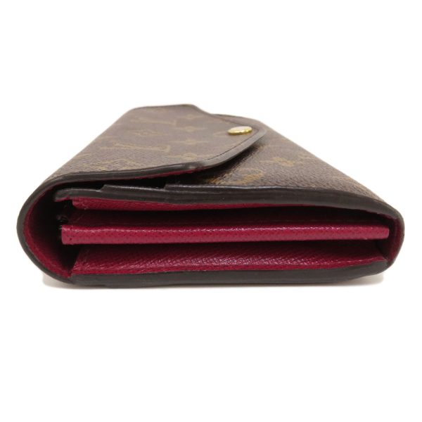 3 Louis Vuitton Portefeuille Sarah Monogram Fuchsia Long Wallet With Coin Purse Monogram Canvas