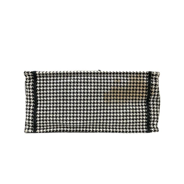 3 Christian Dior Book Tote Bag Medium Houndstooth White Black