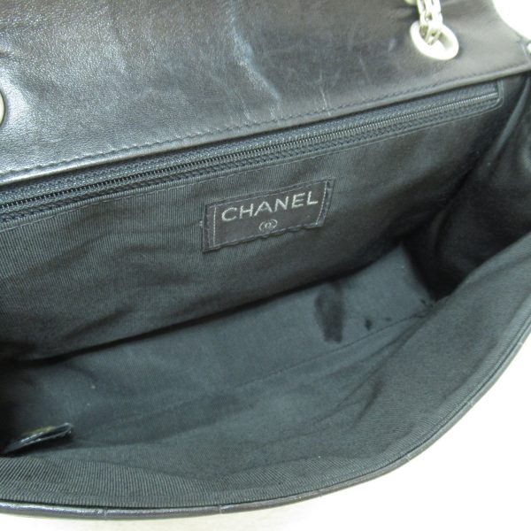 3 Chanel Chocolate Bar Chain Shoulder Bag Lambskin Black