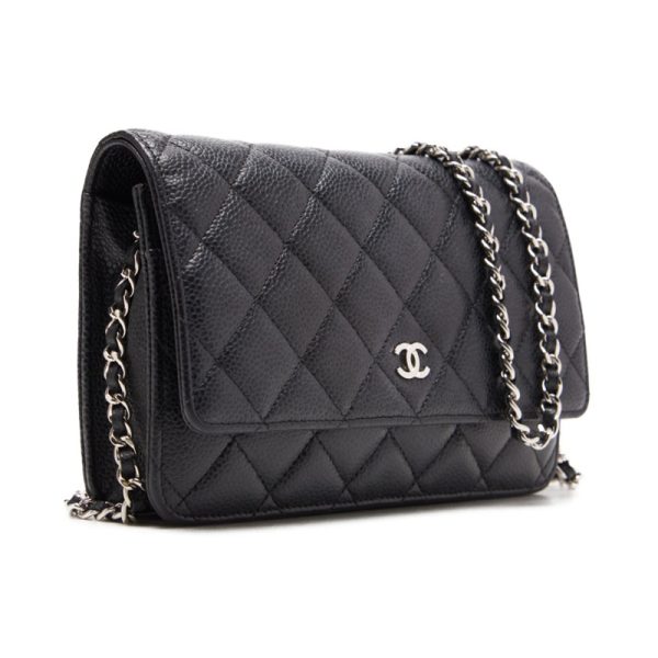 3 Chanel Coco Mark Chain Wallet Dark Navy Black