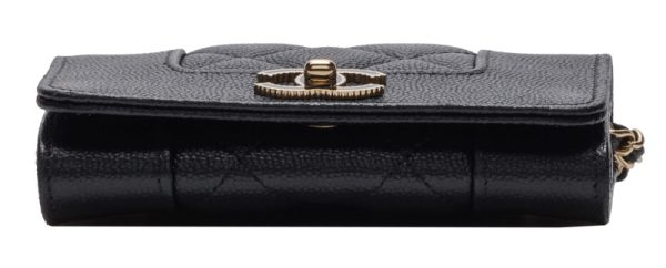 3 Chanel Mini Matelasse Push Lock Chain Caviar Skin Black