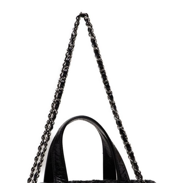 3 Chanel Portobello 2way Bag Handbag Calf Black