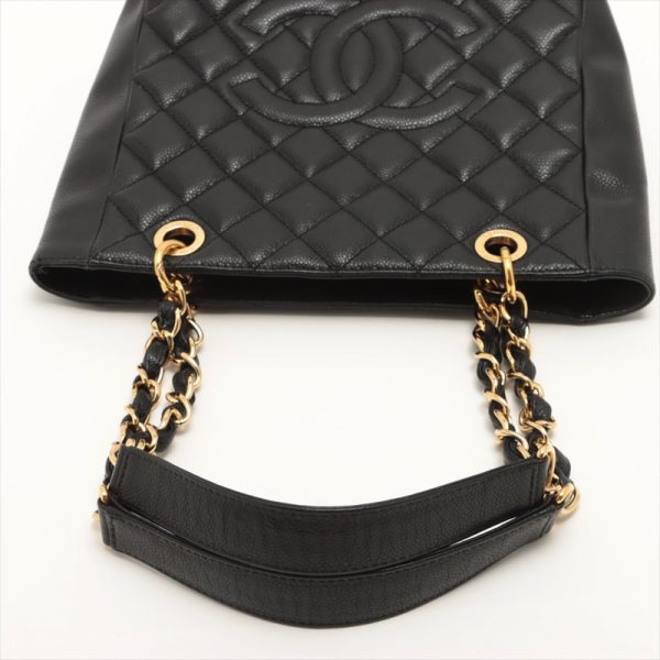 3 Chanel Matelasse Coco Mark Double Chain Caviar Skin Black